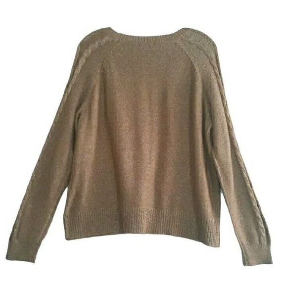 Apt 9 Sweater Top Womens Large Gold Metallic Sparkle Long Sleeves - Picture 2 of 11